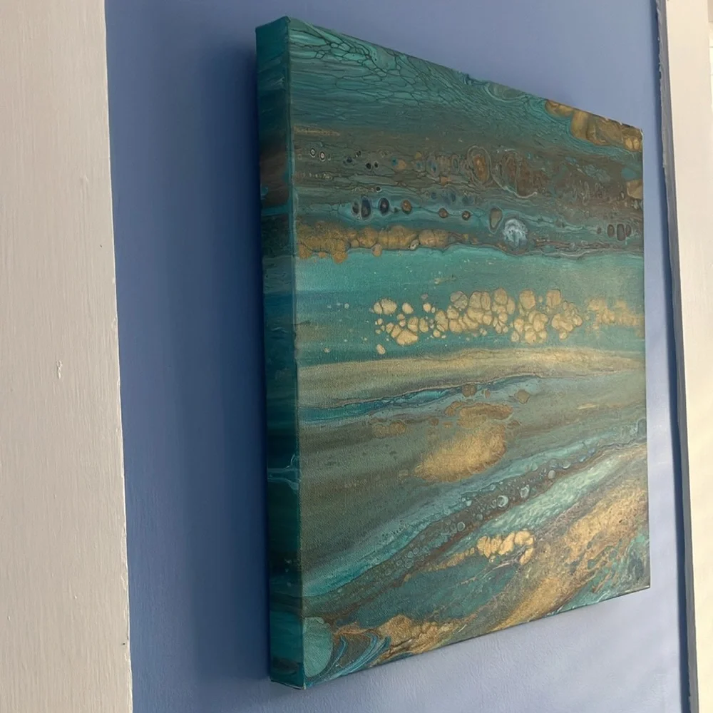 Acrylic Drip Artwork on Canvas - After Low Tide - 20x20 - Picture 9 of 9